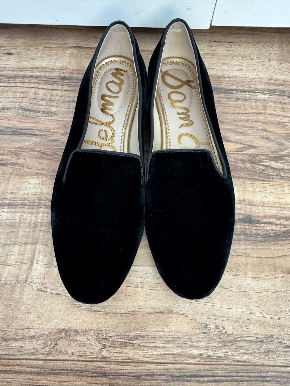 Sam Edelman Black Velvet Slip-On Loafers for Woman - Size 7